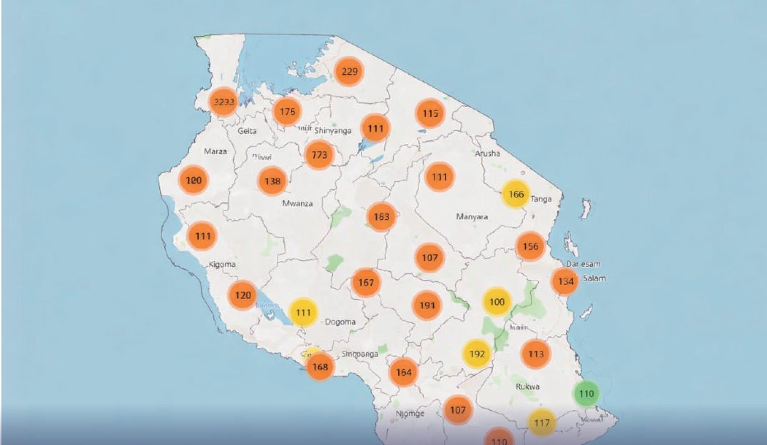 Mixx Tanzania nationwide agent mapping platform showing agent clusters across all Tanzanian regions